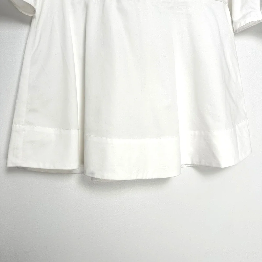 Tuckernuck Nealy Blouse White Cotton Corset Bodice Puff Sleeve Peplum Top Size M